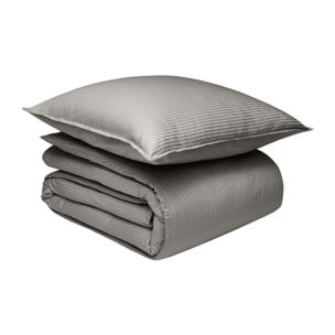 Parure de lit Housse de couette + Taie rectangle en satin de coton, GRAND HÔTEL, Gris Zinc