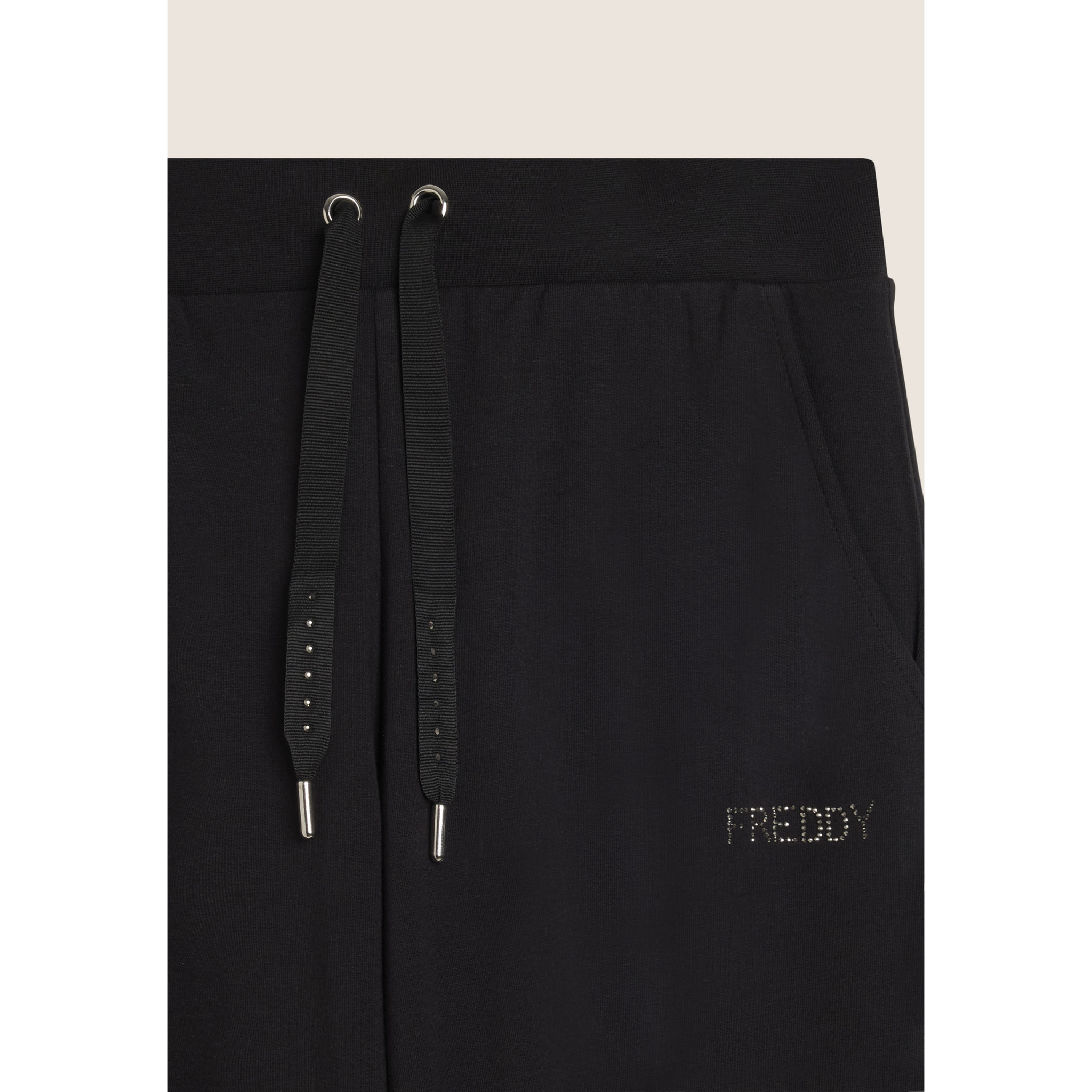 Pantaloni Sportivi con fondo a polsino in costina e strass