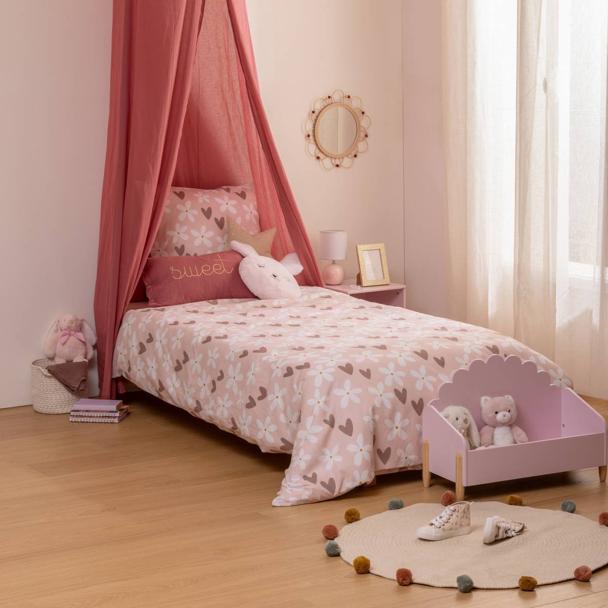 Parure de lit imprimée Billie 140x200 motif cœur