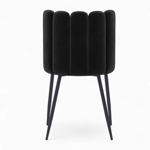 Table et chaises 4 personnes en velours et bois noir - Oman