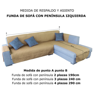 Funda de sofá chaise-longue 2 Plazas ELEGANT REVERSIBLE- ADAPTABLE A AMBOS LADOS Arena