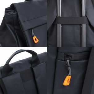 Mochila multi compartimento, porta Laptop 15,6''. Capa impermeable. Adaptable a Trolley. Toma USB externa oculta. Repelente al agua.