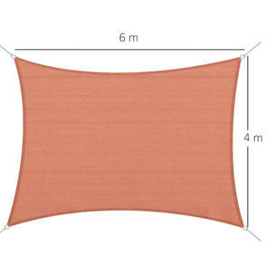 Voile d'ombrage rectangulaire 4 x 6 m toile solaire taud de soleil brique terracotta