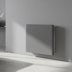 Radiateur inertie double coeur ceramique + film LCD 1000W gris & blanc