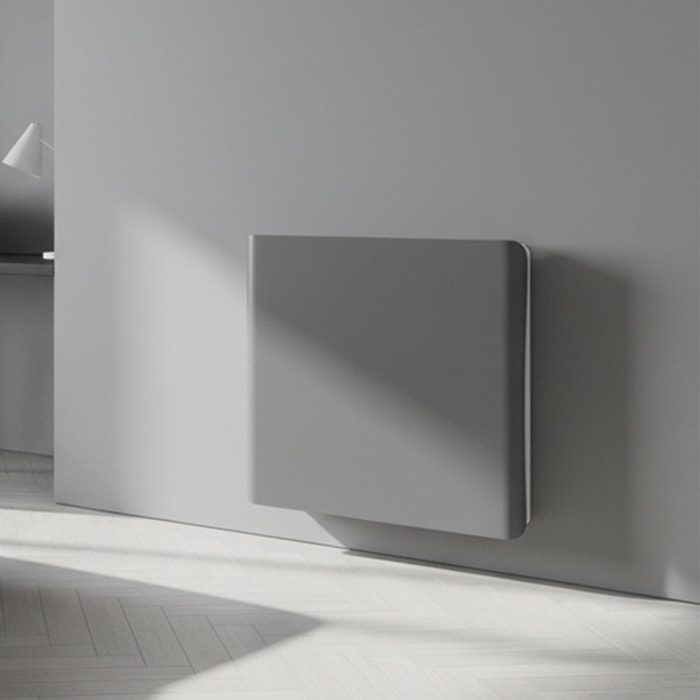 Radiateur inertie double coeur ceramique + film LCD 1000W gris & blanc