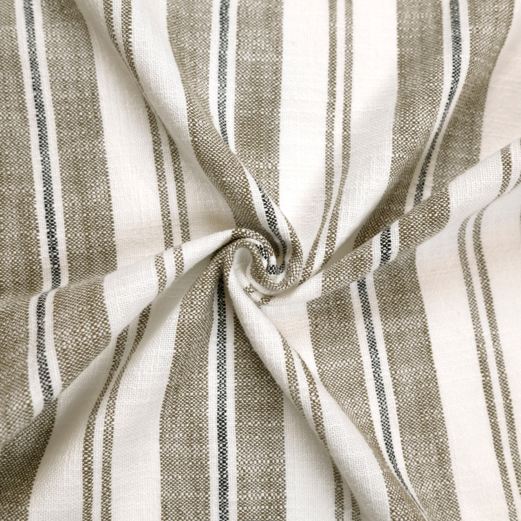 Rideau tamisant en coton flammé à rayures - Kaki