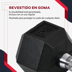 Juego de Mancuernas de 8kg con Barra de Conexión Metálica y Cabeza Hexagonal Juego de Pesas 16kg Total para Entrenamiento en Casa Gimnasio Oficina Negro y Plata