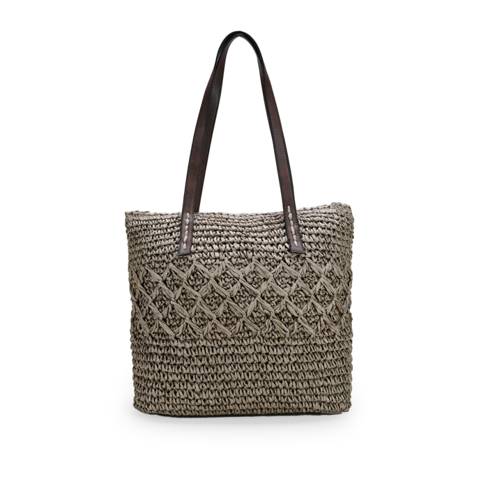 Bolso de playa marrón en rafia