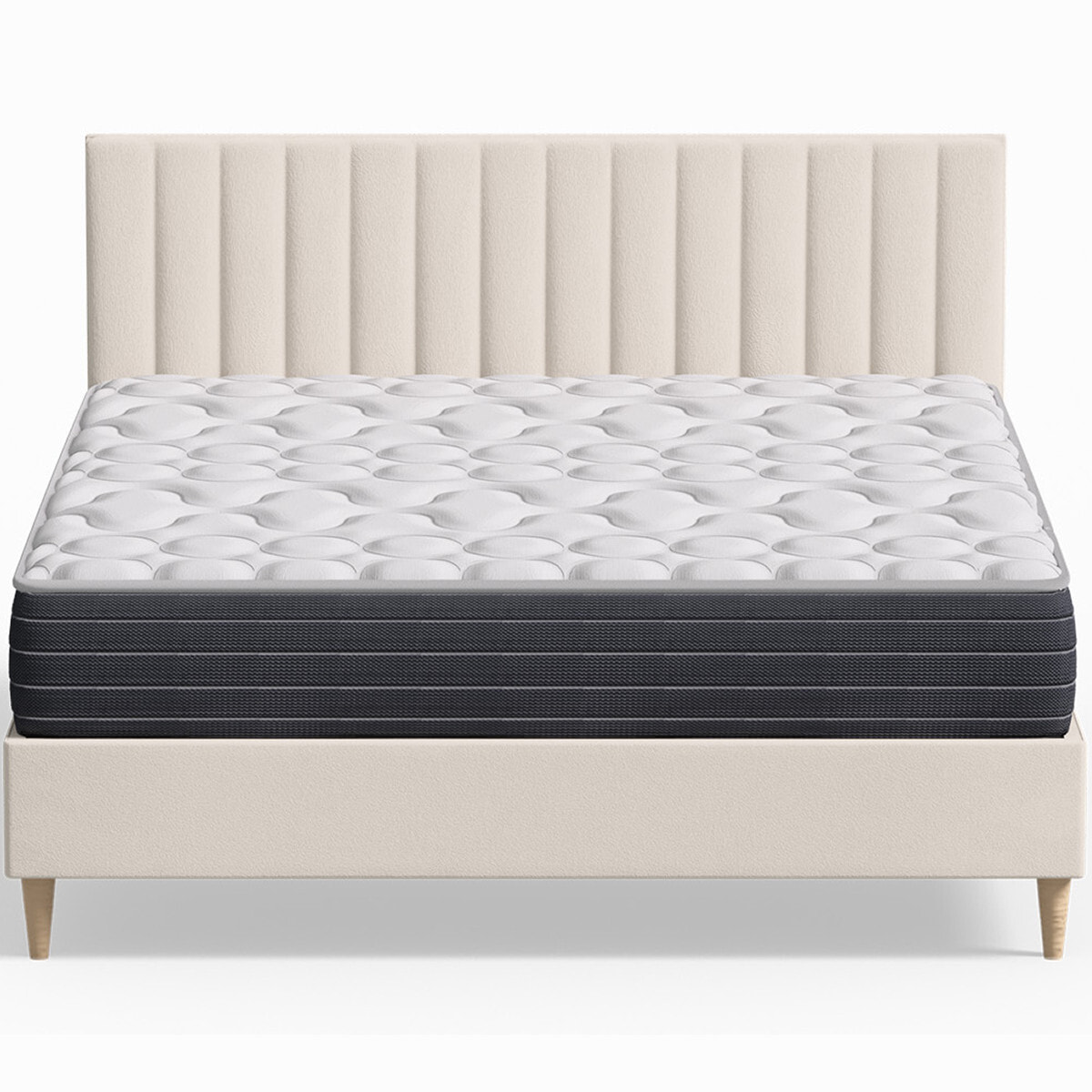 Pack lit en velours + Matelas mémoire de forme - ELIOT & MEMO HR