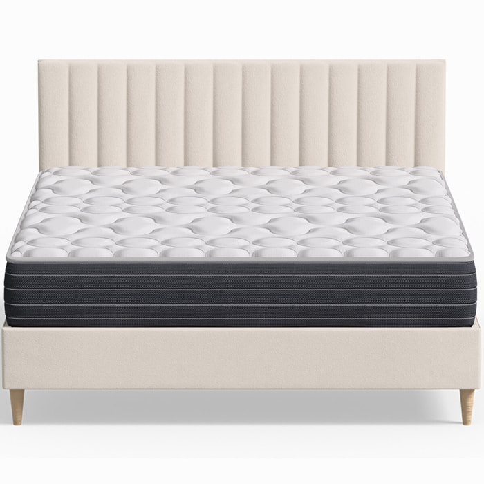 Pack lit en velours + Matelas mémoire de forme - ELIOT & MEMO HR