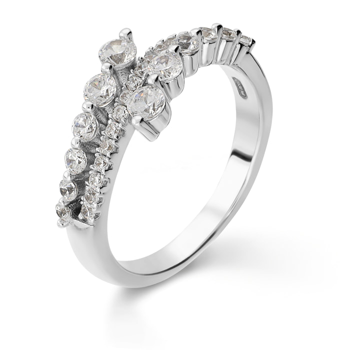Anello Riviera in Argento 925 con Cubic Zirconia Graduate
