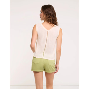 Camiseta Tirantes Detalle Calado Espalda Beige - Kia