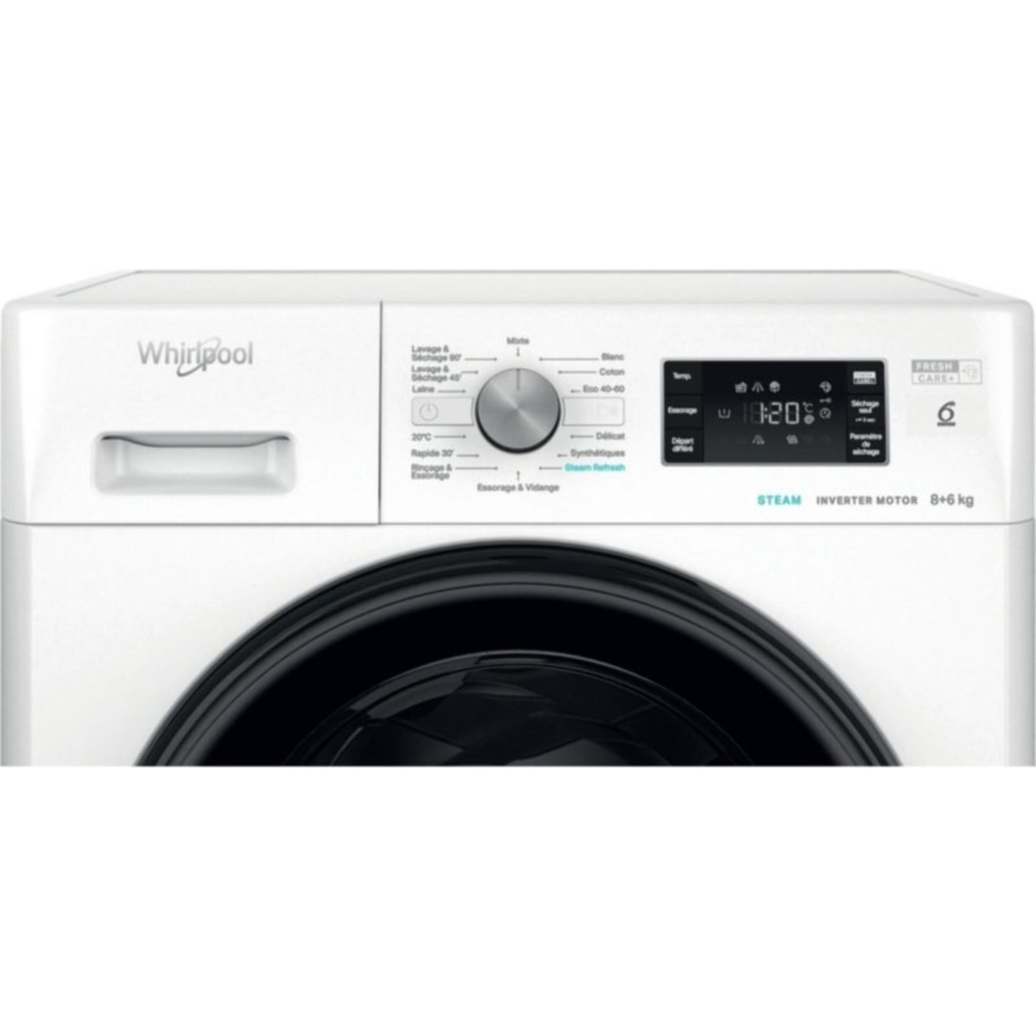 Lave linge séchant hublot WHIRLPOOL FFWDB864489BVFR