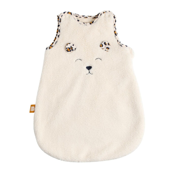 Gigoteuse bébé naissance hiver en sherpa et détails léopard