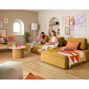 Marisol - canapé d'angle modulable 4 places - velours texturé - Jaune