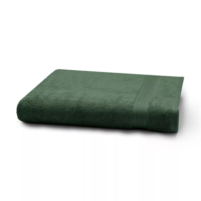 Drap de bain pur coton 550 g/m² uni vert Elea kaki