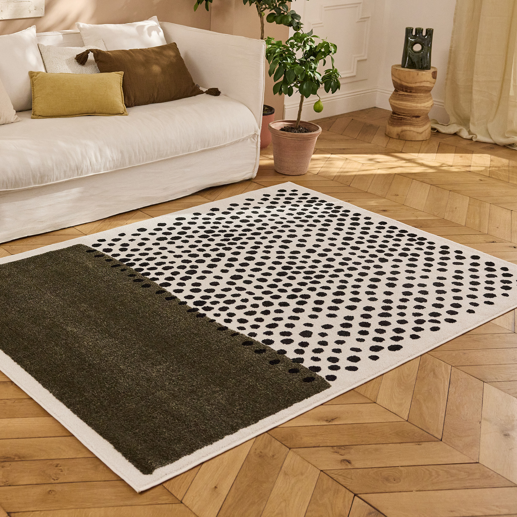 PANTONE - Tapis vert à motif à pois TERRA DEL SOL