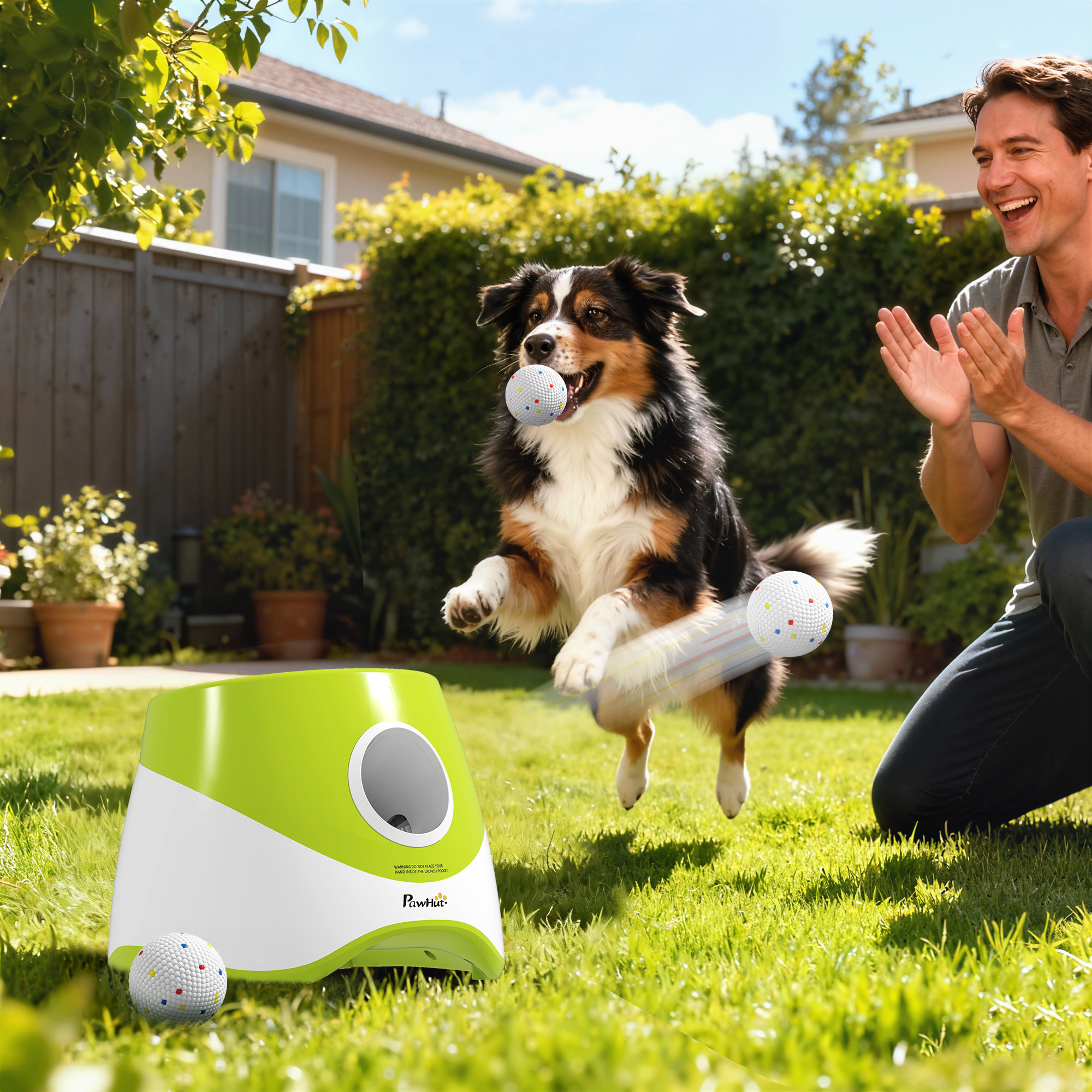 Lanceur de balles automatique pour chien 5 balles ETPU vert