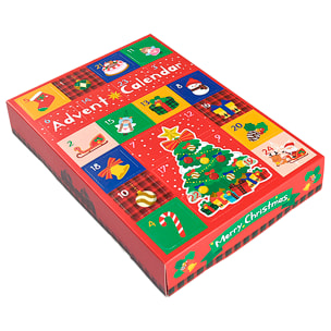 Caja para montar y rellenar. Calendario de adviento, con 24 huecos en total. (No incluyen regalos).