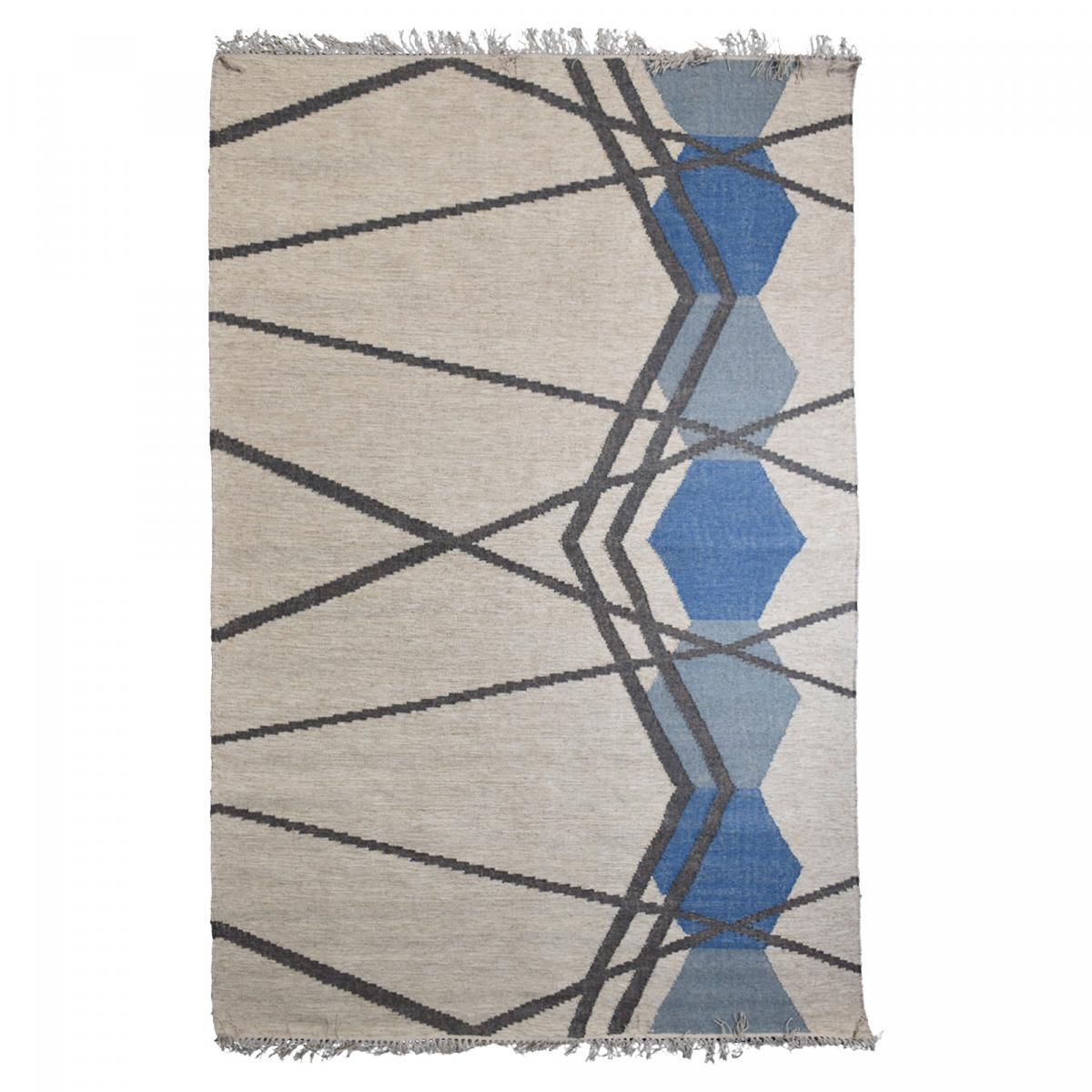 Tapis kilim fait à la main en laine motif géométrique