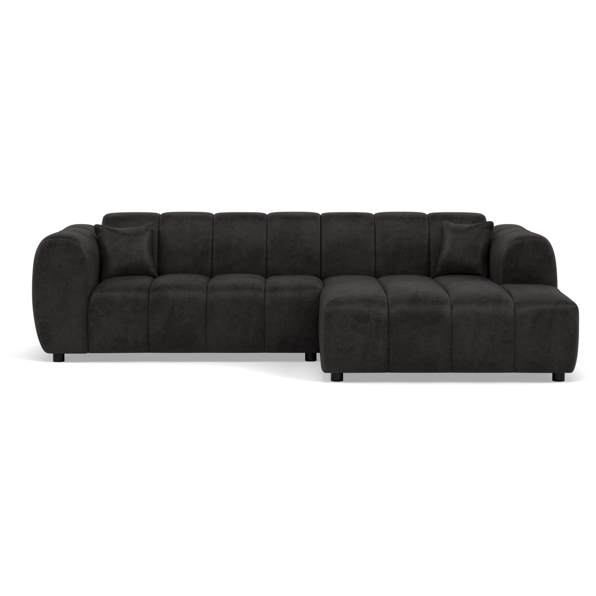 Curtis - canapé d'angle droit 4 places en simili - Noir