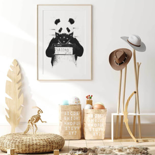 Affiche enfant panda  Affiche + cadre en bois - Chêne