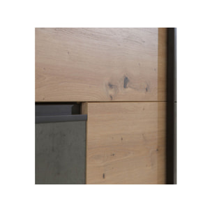 Armoire portes coulissantes 3 tiroirs bois L200 cm - 2 coloris - LOOKY