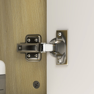 Armoire miroir murale salle de bain - porte, étagère, 2x3 tablettes latérales - 80 x 20 x 59 cm - effet bois clair