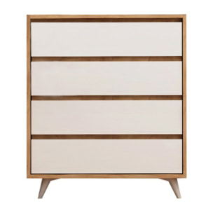 Commode à 4 tiroirs bois et blanc ANNABA