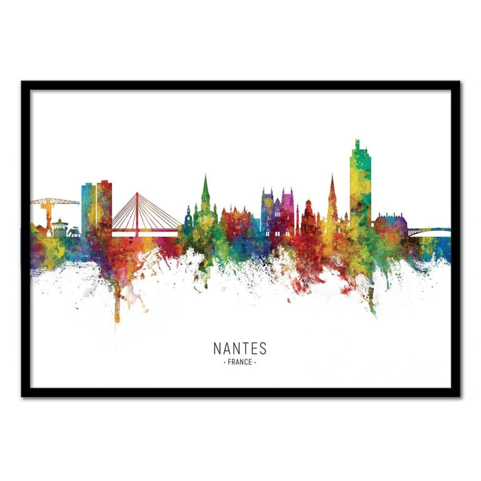 Art-Poster - Nantes France Skyline (Colored Version) - Michael Tompsett - 50 x 70 cm