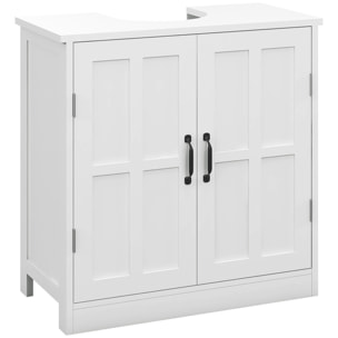 Meuble salle de bain - meuble sous-vasque - 2 portes avec étagère - 60x30x60cm - blanc