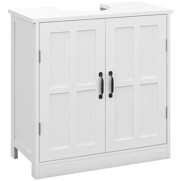 Meuble salle de bain - meuble sous-vasque - 2 portes avec étagère - 60x30x60cm - blanc