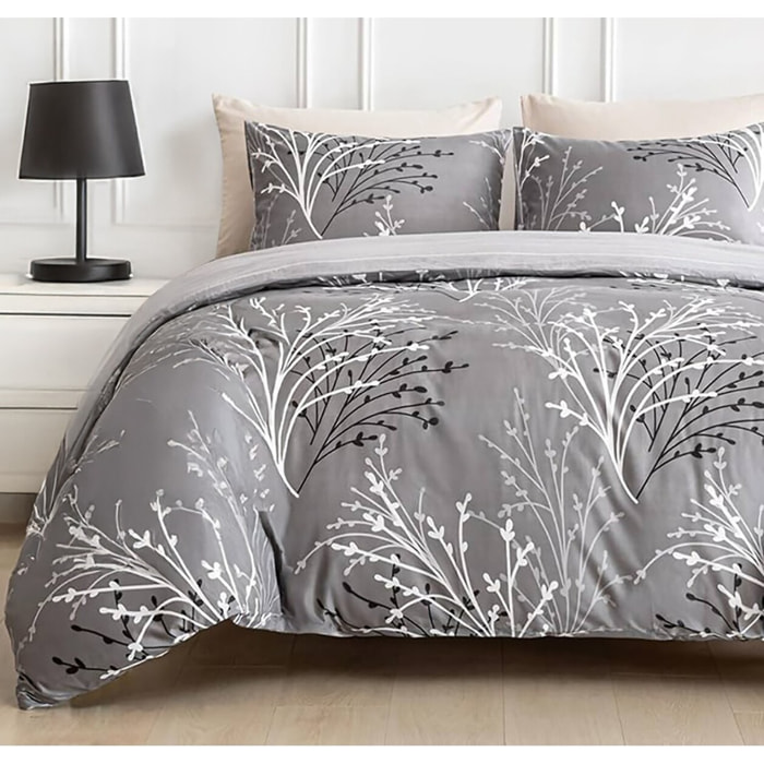 Parure housse de couette avec taie à volant 100% coton - Silverel