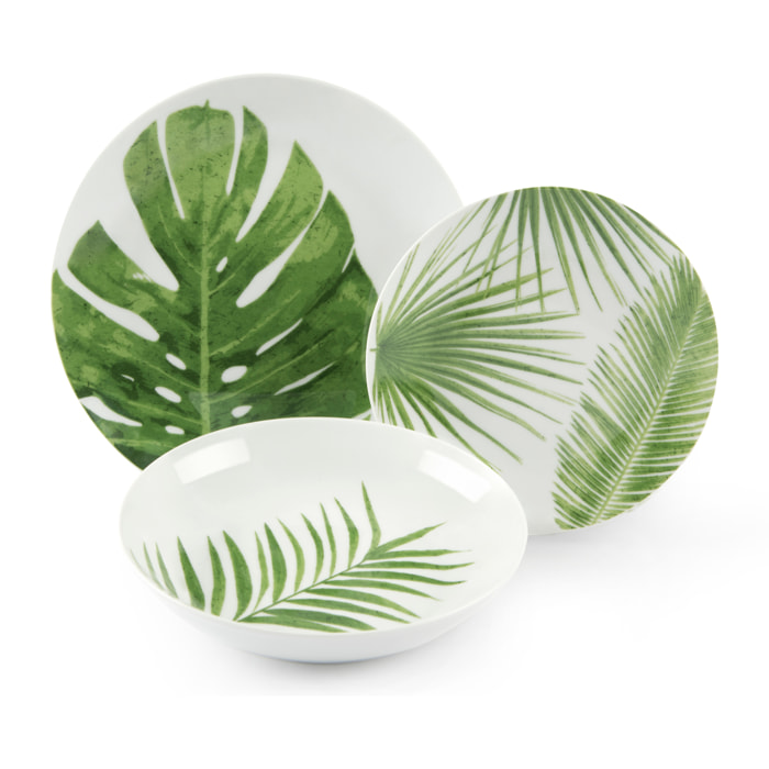Service de 18 assiettes Excelsa Foliage, porcelaine, multicolore