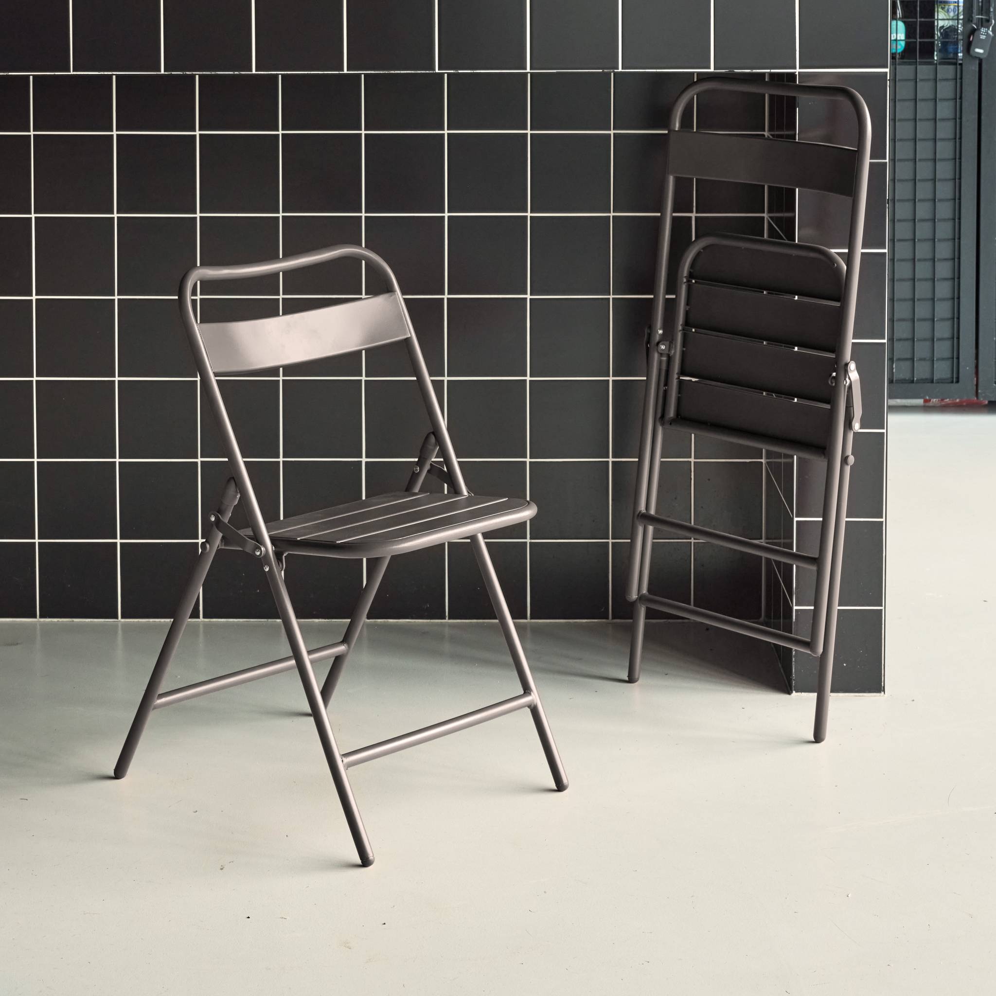 Chaise de jardin pliante acier (lot de 2) AMÉLIA