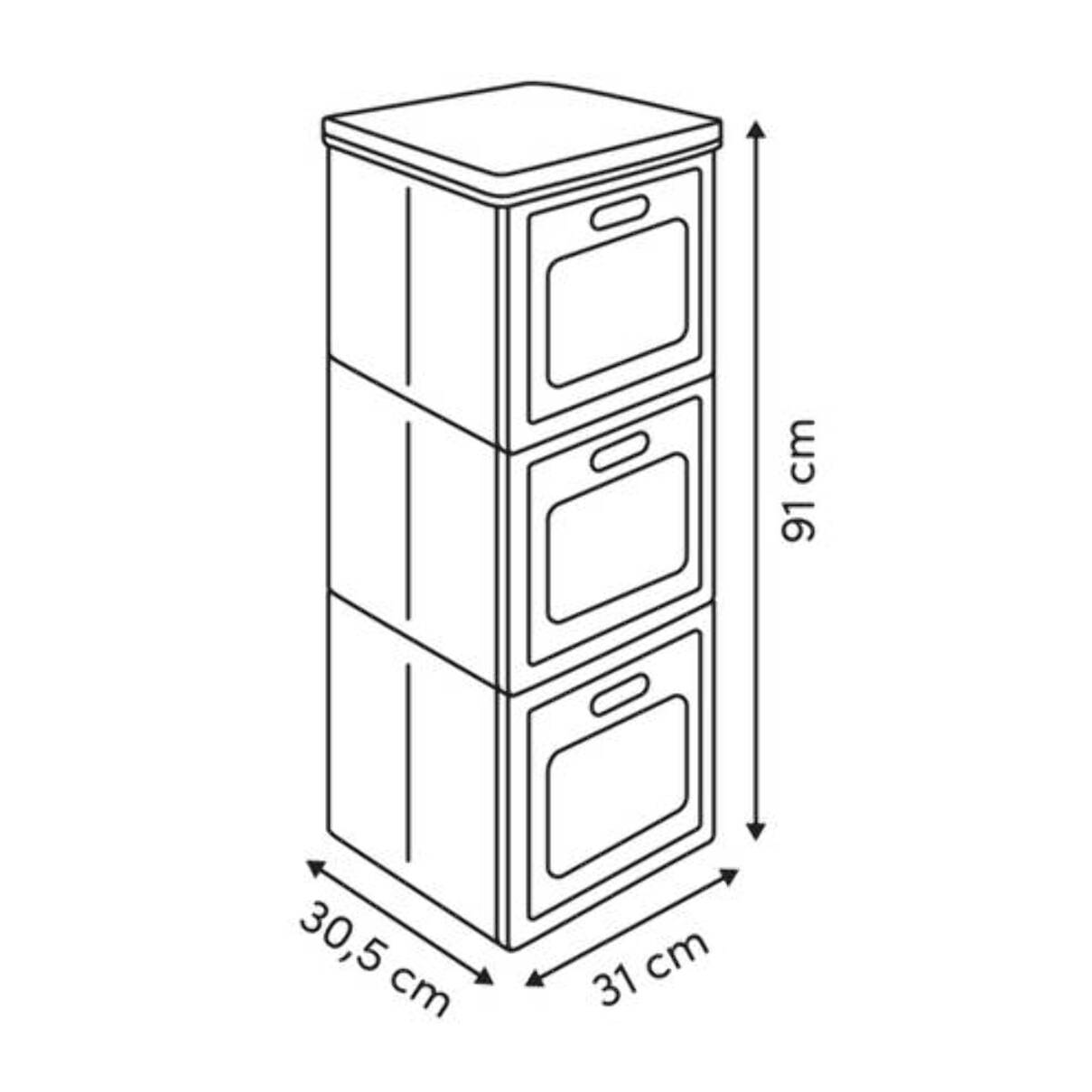 Rangement 3 cases pliable Cube'N Door 30,5x91cm beige