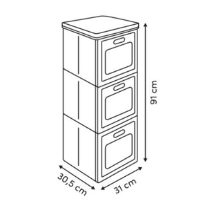 Rangement 3 cases pliable Cube'N Door 30,5x91cm beige