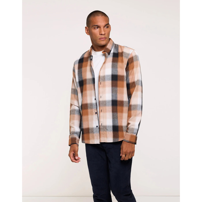 Camisa Manga Larga a Cuadros Marrón - Frost