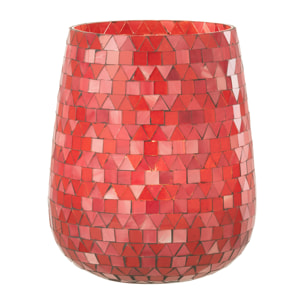 J-Line Photophore Mosaic Triangle Verre Rouge/Rose Large