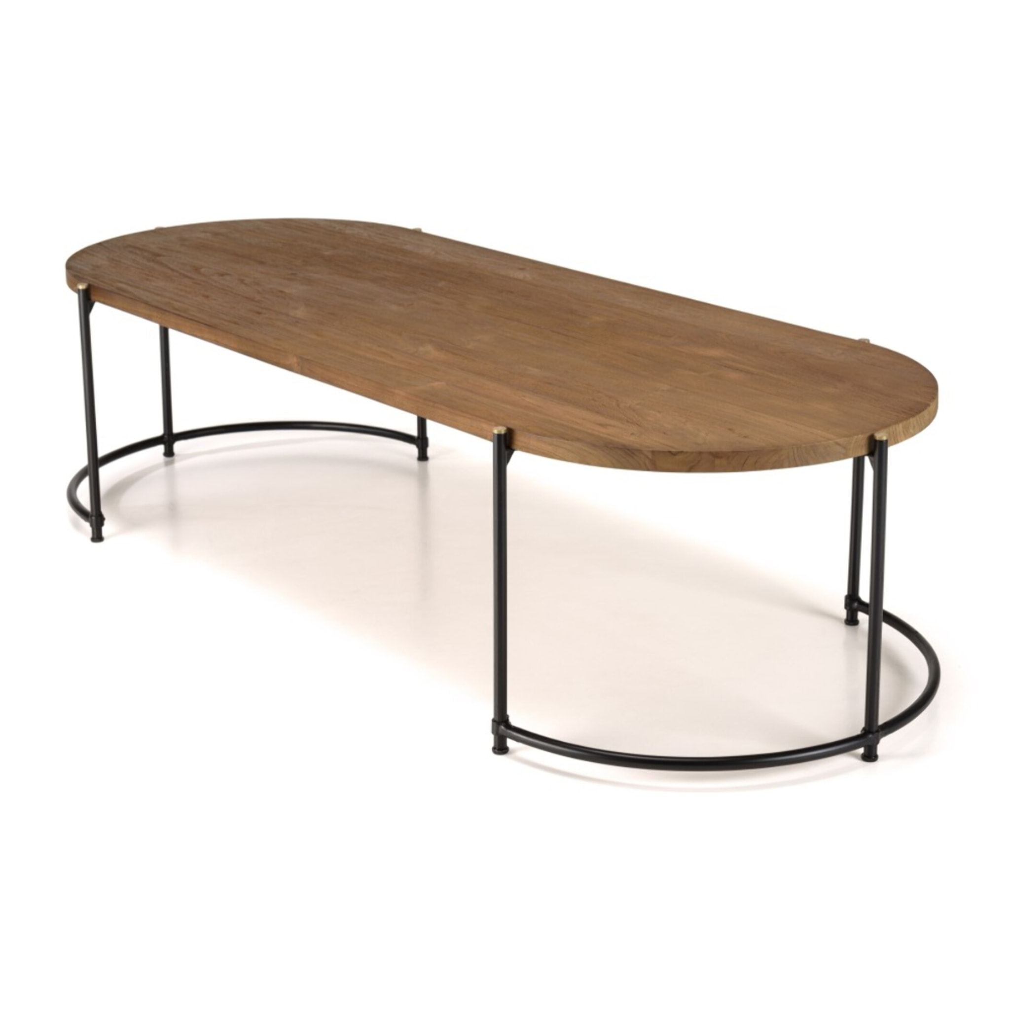 SIXTINE - Table basse ovale 163x63cm plateau en bois de teck recyclé