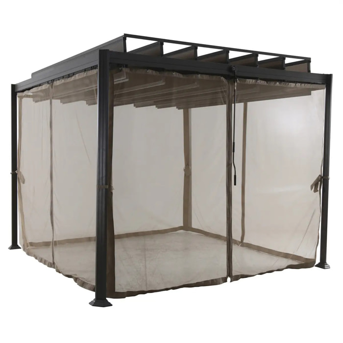 Moustiquaire pour tonnelle "Flamenco" noisette 3x2m en polyester