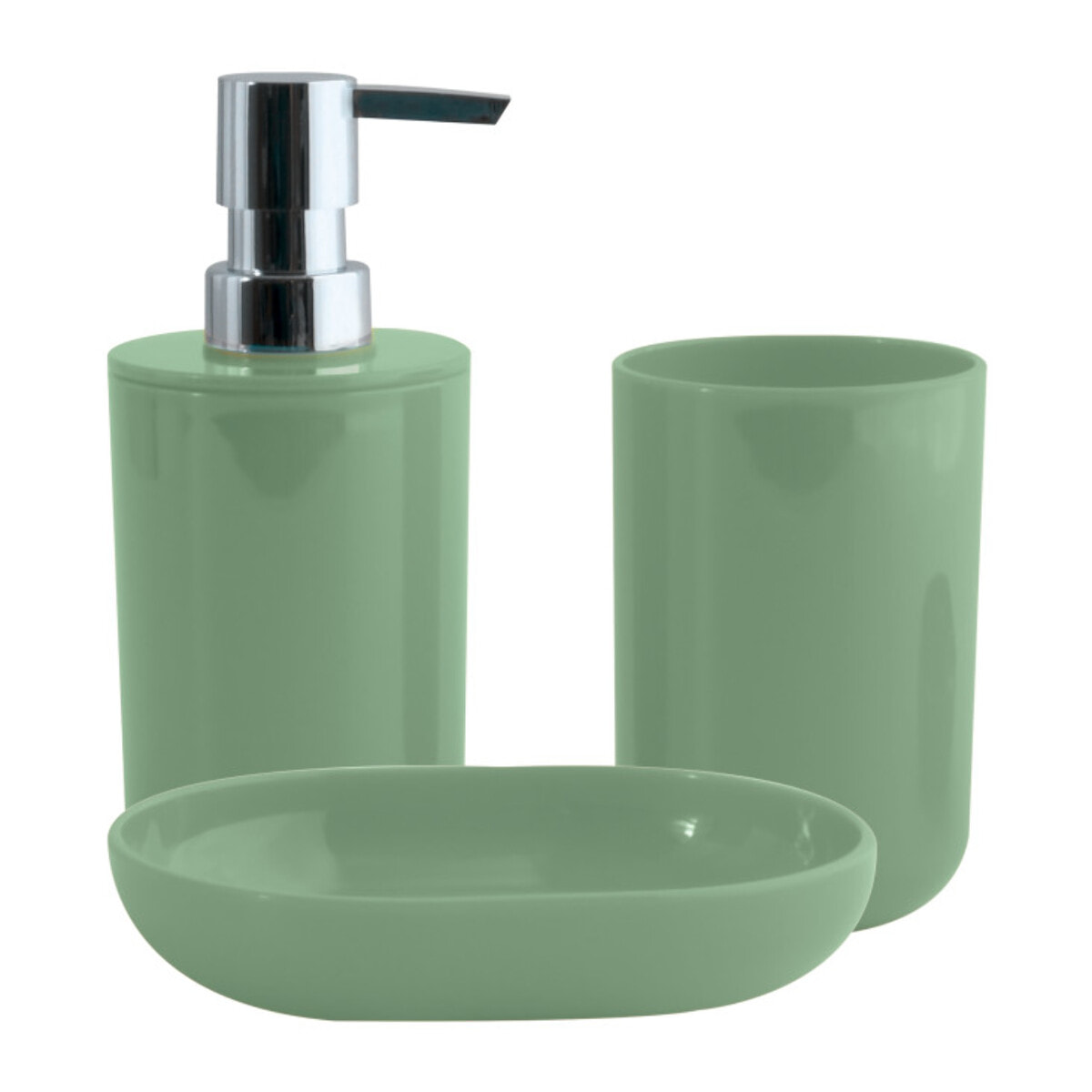 Lot de 3 accessoires de salle de bain INAGUA Vert Basil MSV