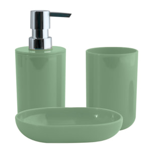 Lot de 3 accessoires de salle de bain INAGUA Vert Basil MSV