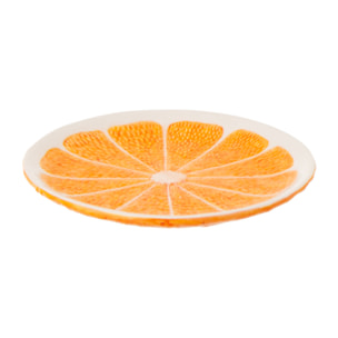 J-Line Assiette Orange Dolomite - céramique - orange/blanc - 2 pièces