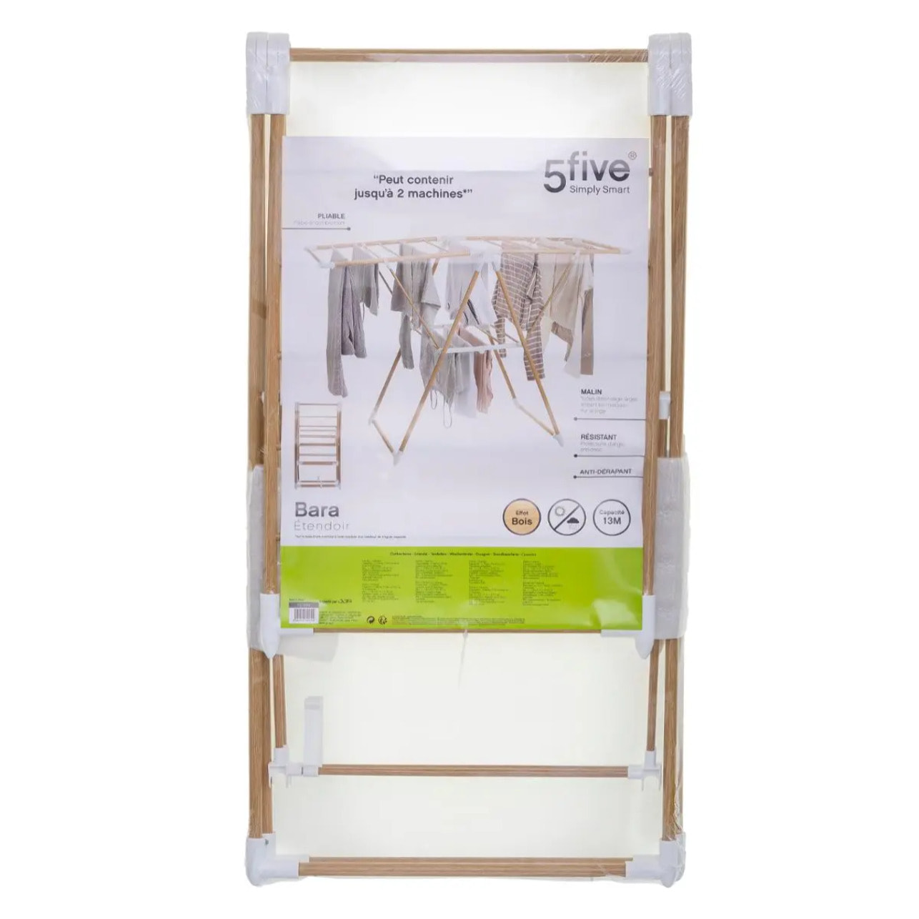 Étendoir à linge pliant pont 13m "Bara" effet bois