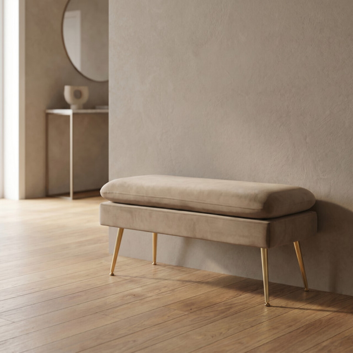 Panca Contenitore Imbottita in Effetto Velluto con Ampio Vano Portaoggetti, Seduta Confortevole e Gambe in Acciaio, Design Moderno per Camera da Letto, Ingresso e Soggiorno