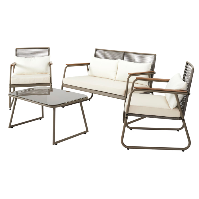 Salon De Jardin Palma Beige 4 Pcs