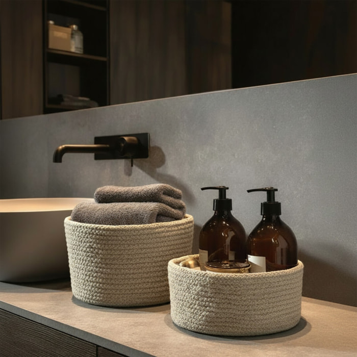 Panier de rangement coton TOBAGO Beige 17x9cm Spirella