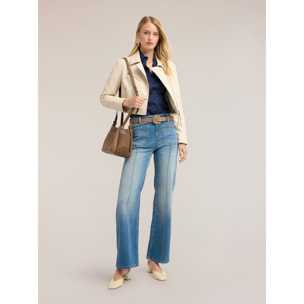 Motivi - Jeans wide leg con tasche patch - Azzurro