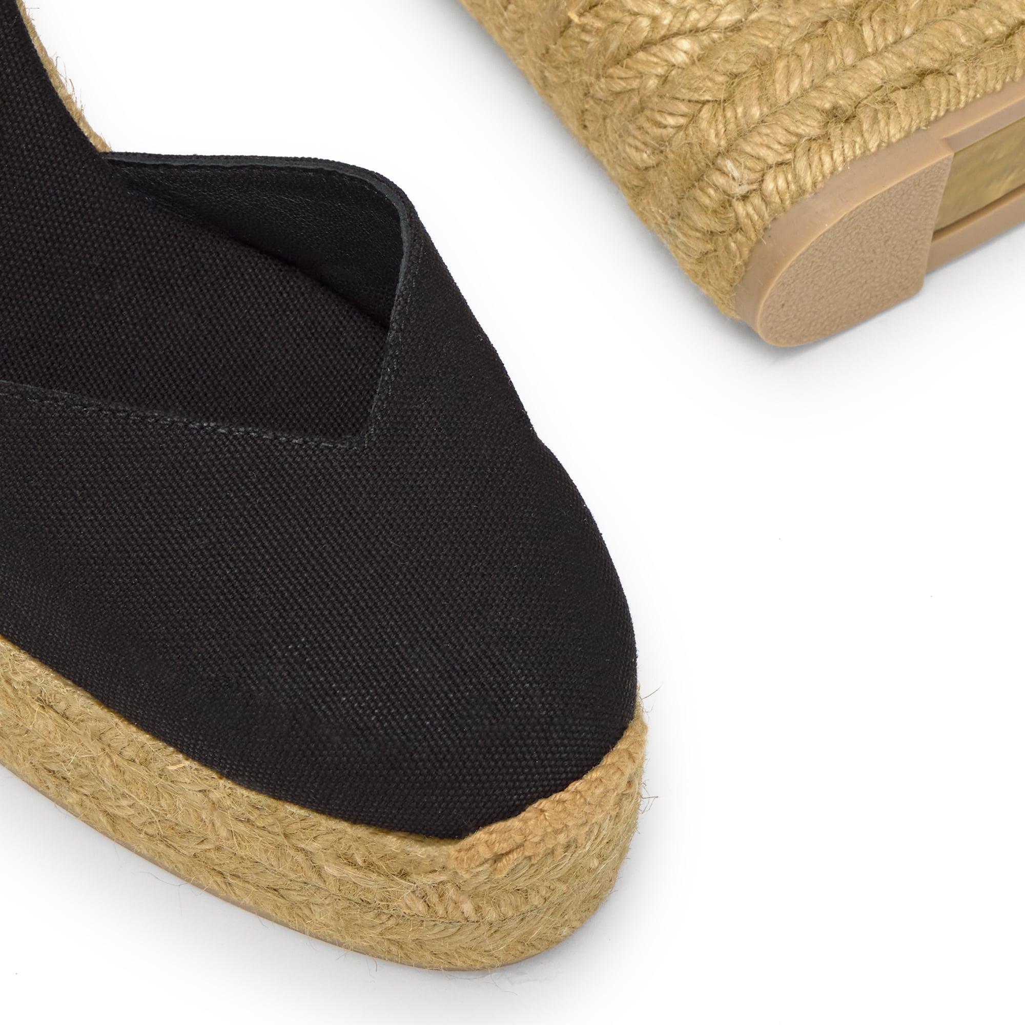 Alpargatas de cuña de mujer Chiara en algodón orgánico, cierre mediante lazada y doble plataforma